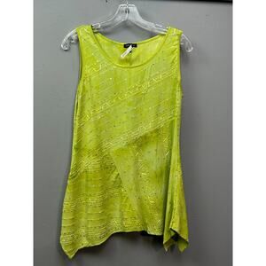 Sami & Jo Beaded Top Womens Small Green Sleeveless Asymmetrical hem Coastal‎ NEW